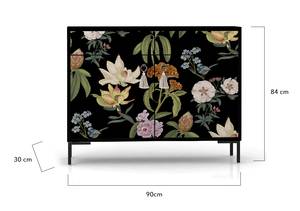 Sideboard mit Blumendruck Schwarz