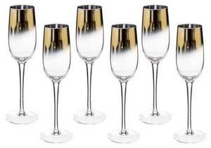 Champagnergläser ARYA, 210 ml, 6er-Set Gold - Glas - 7 x 26 x 7 cm