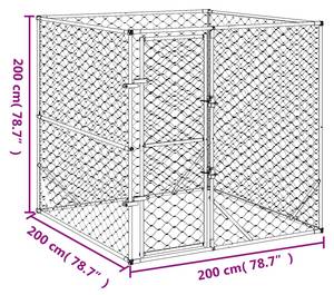 Chenil extérieur pour chiens 3030424 Argenté - Métal - 200 x 200 x 200 cm