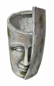 Pflanzgefäß Gesicht Grau - Kunststein - Keramik - 21 x 39 x 25 cm