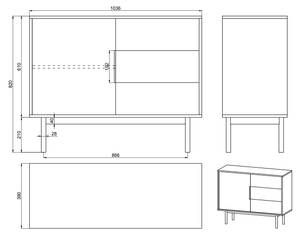 Sideboard VIVIARO Grau - Holzwerkstoff - 34 x 82 x 39 cm