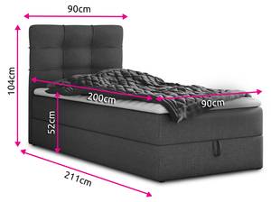 Boxspringbett Best Mini Schwarz - Breite: 90 cm