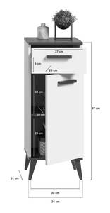 Standschrank Front Weiß Korpus Anthrazit Weiß - Holzwerkstoff - 34 x 87 x 31 cm