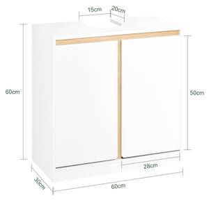 Waschbeckenunterschrank BZR78-W Weiß - Holzwerkstoff - Massivholz - Holzart/Dekor - 60 x 60 x 30 cm