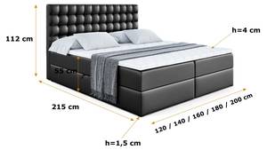 Boxspringbett - VIONE Hochglanz Schwarz - Breite: 180 cm - H4