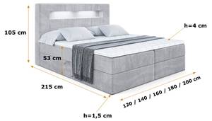 Boxspringbett - ORGOL Hellgrau - Breite: 120 cm - H3