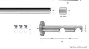 Gardinenstange Easy 2 lfg. Hochglanz Hellgrau - Breite: 180 cm