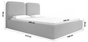 Polsterbett Doppelbett Molgan Grau - Breite: 168 cm