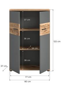 Armoire de bureau Mason Gris - En partie en bois massif - 80 x 122 x 37 cm