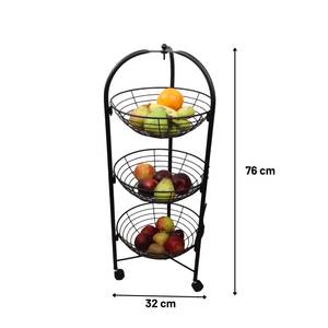 Küchenwagen Küchenregal 3 Schichten Auf Schwarz - Metall - 32 x 77 x 32 cm