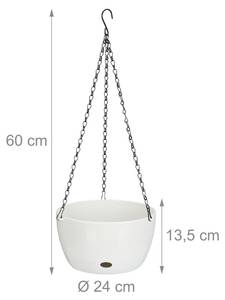 2x Pots de fleurs suspendus taille L Noir - Blanc - Métal - Matière plastique - 24 x 60 x 24 cm