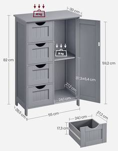 Badezimmerschrank Vientiane Grau - Holzwerkstoff - 55 x 82 x 30 cm