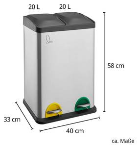 Mülleimer TC2X20 Silber - Metall - 40 x 58 x 33 cm