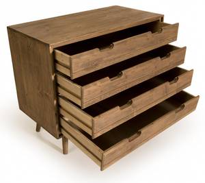 Commode 4 tiroirs en sapin Marron - En partie en bois massif - 40 x 66 x 80 cm