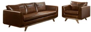 Couchgarnitur ALEGAN 2er-Set Braun - Echtleder - 90 x 82 x 213 cm