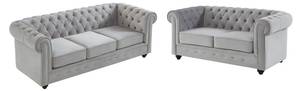 Couchgarnitur CHESTERFIELD 2er-Set Hellgrau