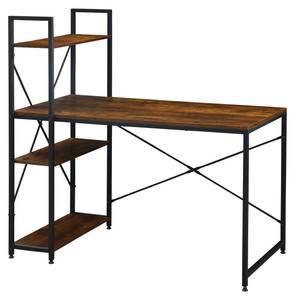 HappyHome Schreibtisch mit Regal Schwarz - Braun - Holzwerkstoff - 60 x 121 x 120 cm