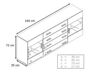 Sideboard Bari V2 Schwarz - Steingrau - Breite: 166 cm