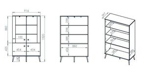 Vitrine MARINE SC92 4D Bleu - Bois manufacturé - Matière plastique - 92 x 152 x 40 cm