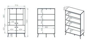 Vitrinenschrank MARINE SC92 4D Blau - Holzwerkstoff - Kunststoff - 92 x 152 x 40 cm