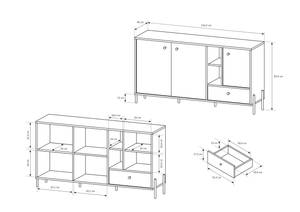 Commode NOTTE 3DS Gris - Bois manufacturé - Matière plastique - 157 x 83 x 40 cm