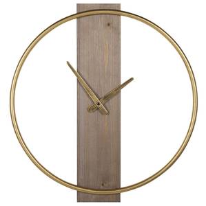 Wanduhr CASITAS Braun - Gold - Massivholz - 47 x 51 x 5 cm