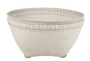 Panier extra rond rotin blanc Blanc - Bois massif - 16 x 40 x 20 cm