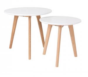 2 tables d'appoint scandinave blanc Blanc - En partie en bois massif - 40 x 40 x 40 cm