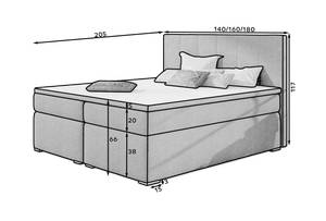 Boxspringbett CANDOR Hochglanz Cremeweiß - Breite: 160 cm