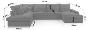 Ecksofa Burla U Schwarz - Holzwerkstoff - 176 x 93 x 398 cm