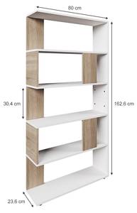 Raumteiler 80cm Sonoma/Weiß 5 Fächer Eiche Sonoma Dekor