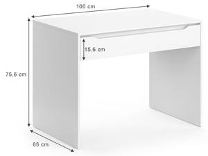 Bureau Ruben 100cm blanc Blanc - Bois manufacturé - 100 x 75 x 65 cm