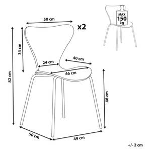 Esszimmerstuhl BOONVILLE 2er Set Schwarz - Grau - Hellgrau