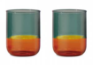 Lot de 2 verres bicolore Orange - Verre - 7 x 9 x 7 cm