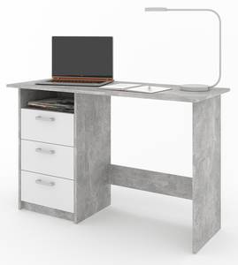 Schreibtisch Meiko Weiß/Beton Beton Dekor - Weiß - Höhe: 76 cm