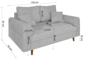 Sofa 2-Sitzer Sindre Hellgrau