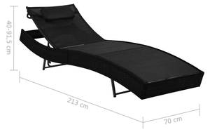 Sonnenliege 296348 Schwarz - Kunststoff - Polyrattan - 70 x 92 x 213 cm