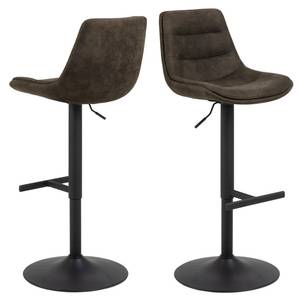 Lot de 2 tabourets de bar Antriade Gris - Textile - 47 x 95 x 52 cm