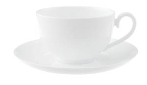 Café au Lait Tasse mit Untertasse Royal Weiß - Porzellan - 18 x 8 x 18 cm