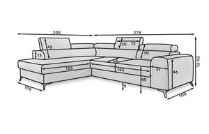 Ecksofa LAUREN Hellgrau - Ecke davorstehend links