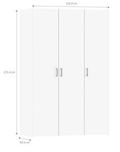 Kleiderschrank Spell Weiß - Holz teilmassiv - 116 x 175 x 49 cm