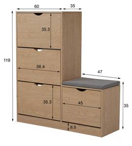 Schuhschrank Coeus Ⅱ Braun - Holzwerkstoff - Metall - Massivholz - Holzart/Dekor - 35 x 119 x 107 cm