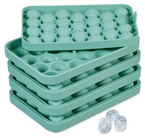 Runde Eiswürfelform Silikon 4er Set Türkis - Kunststoff - 19 x 3 x 13 cm