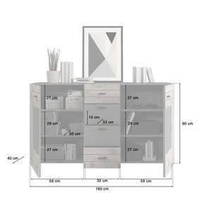 Sideboard Freno 1 Grau - Holz teilmassiv - 160 x 90 x 40 cm