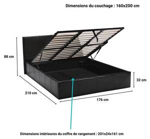 BETTKASTEN BARCELONA Schwarz - 176 x 210 cm