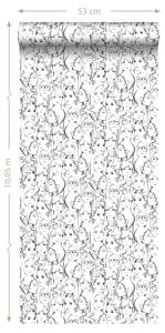 papier peint visages de filles 7191 Noir - Fibres naturelles - Textile - 53 x 1005 x 1005 cm