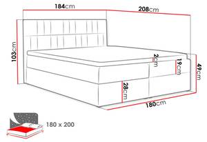 Boxspringbett Top 3 Rosé - Breite: 184 cm