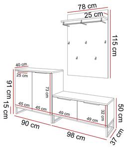 TOP III Garderobe Braun - Holzwerkstoff - 180 x 197 x 40 cm