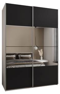 Armoire Lux 4 Noir - Argenté - Blanc - Largeur : 180 cm