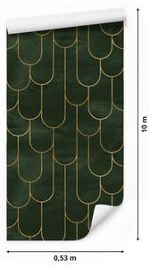 Papier Peint Motif GÉOMÉTRIQUE Art Deco Beige - Vert - Papier - Textile - 53 x 1000 x 1000 cm